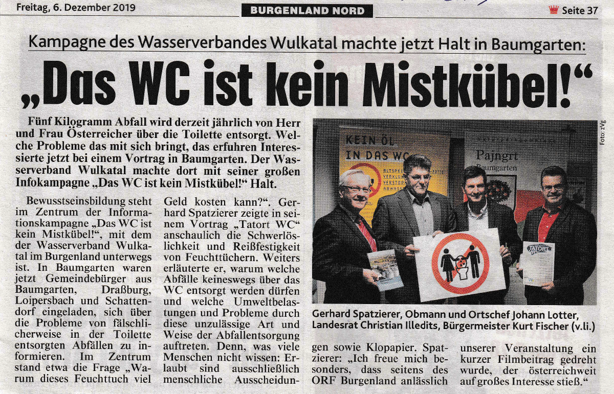 Artikel: "Das WC ist kein Mistkübel"